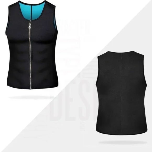 𝅺Men Shirt Hot Sweat Waist Trainer Black Men’s Sauna Vest - Picture 2 of 8